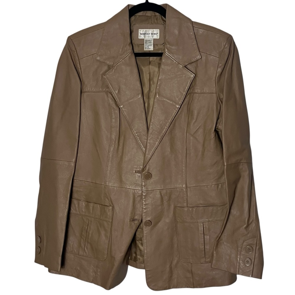 Newport‎ News Vintage 90s Tan Leather Oversized Blazer Jacket 14